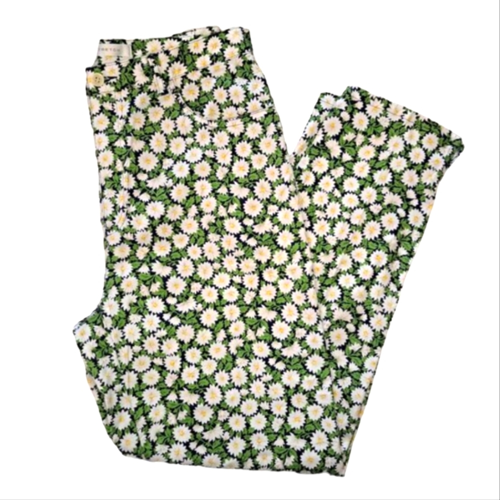 Jones New York Sport Floral Daisy Print Stretch Capris Size 8